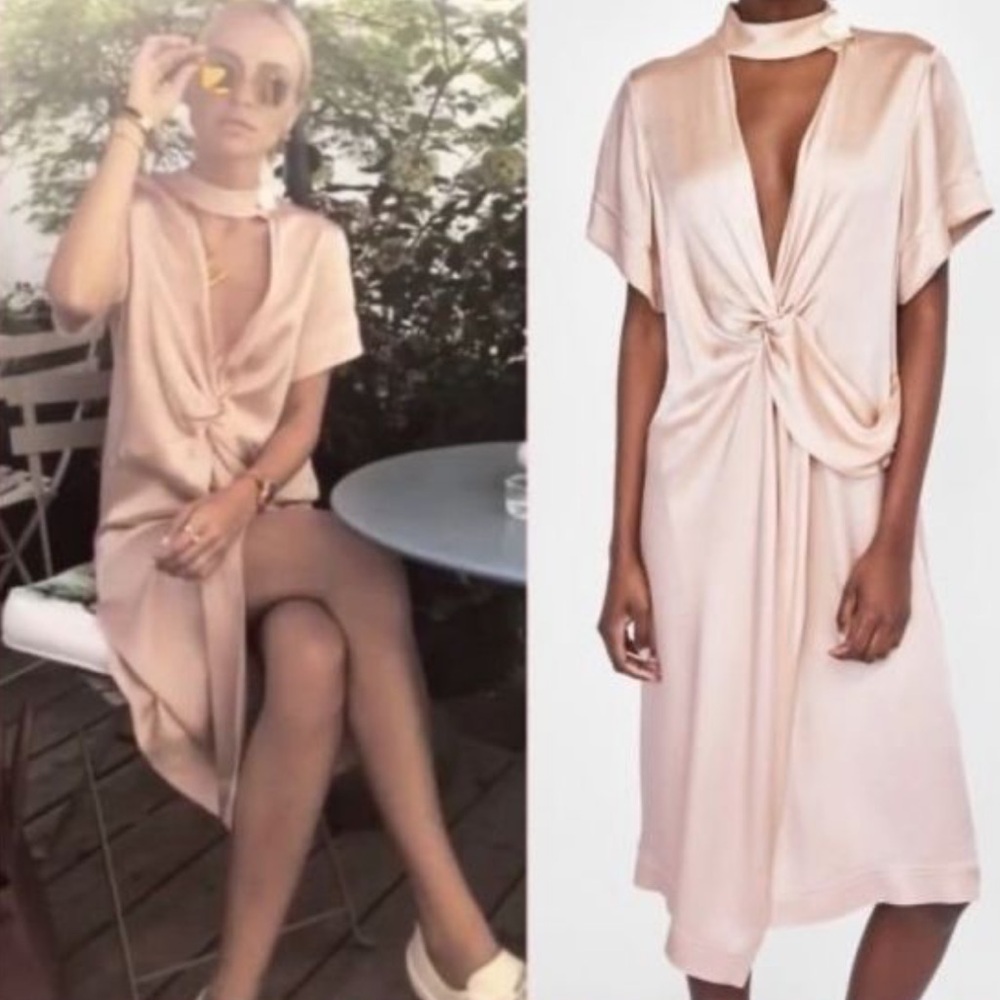 Zara elegant soft peach dress satin like size medium